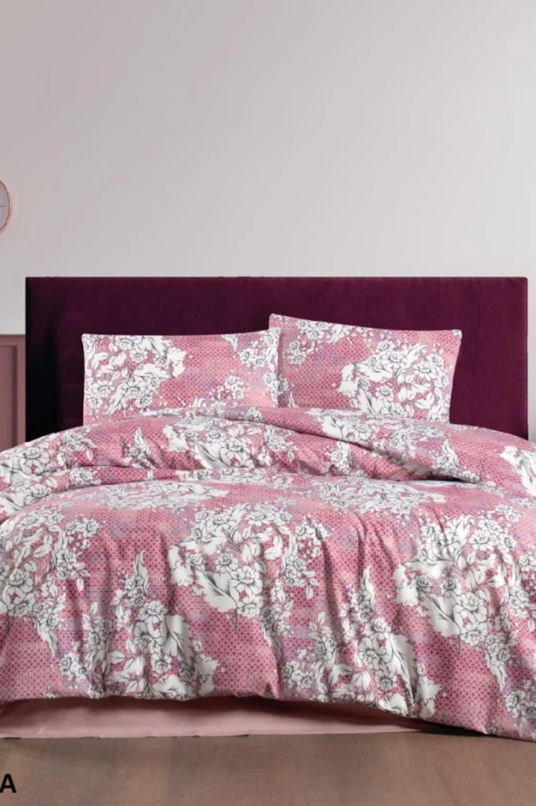 Taç Kristal Rina Terry Cotton Çift Kişilik Nevresim Takımı Fuşya