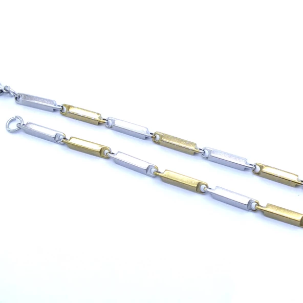 Çelik Zincir Altın Kaplama Çift Renk Erkek Model - ZN-226 - Resim 5