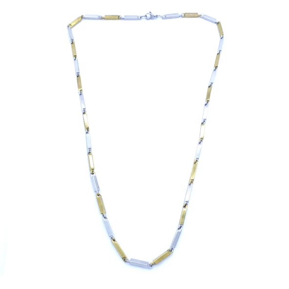 Çelik Zincir Altın Kaplama Çift Renk Erkek Model - ZN-226 - Resim 3