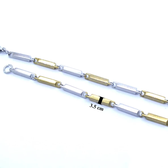 Çelik Zincir Altın Kaplama Çift Renk Erkek Model - ZN-226 - Resim 6