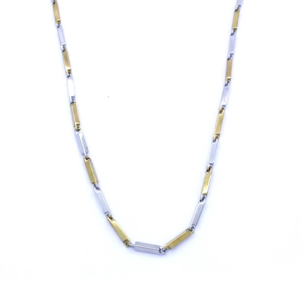 Çelik Zincir Altın Kaplama Çift Renk Erkek Model - ZN-226 - Resim 4