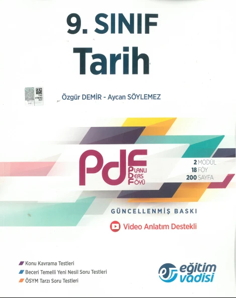 Eğitim Vadisi 9. Sınıf Tarih Güncel PDF Planlı Ders Föyü