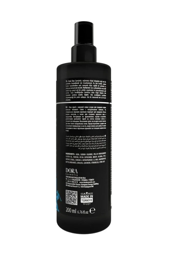 Black Red Sea Salt Spray Orta Tutuşlu Hacimlendirici Anti UV Deniz Tuzu Saç Spreyi 200 Ml - 6