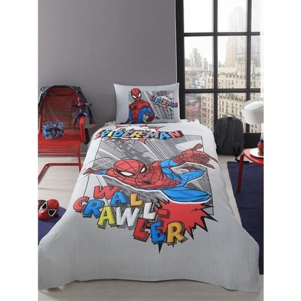 Özdilek Lisanslı Tek Kişilik Pike Takımı Spiderman Wall Örümcek Adam 6213