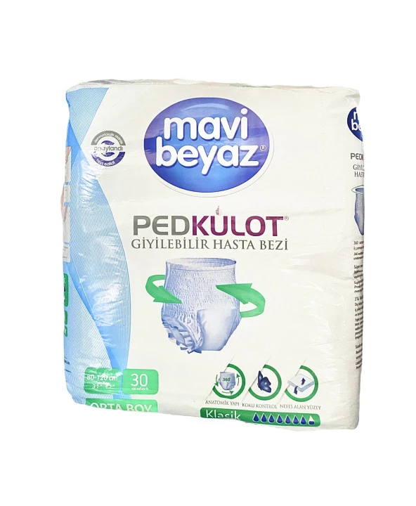 MAVİ BEYAZ EMİCİ KÜLOT HASTA BEZİ  MEDIUM  30