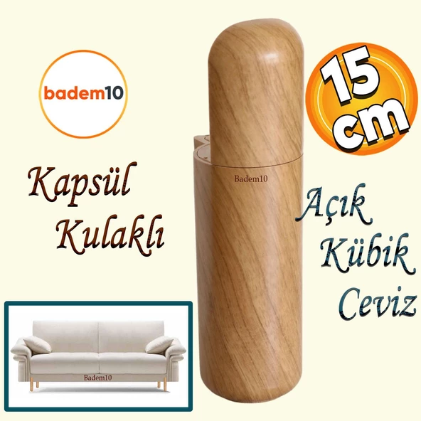 Kapsül Bohem Mobilya Kanepe Tv Ünitesi Koltuk Ayağı Baza Ayakları Ahşap Desenli Kahverengi 15 Cm