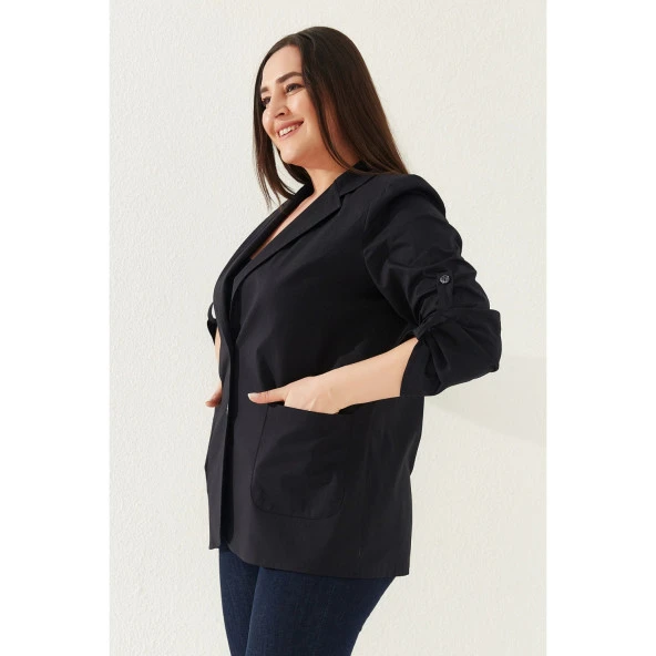 %100 Cotton Büyük Beden Ceket - 3