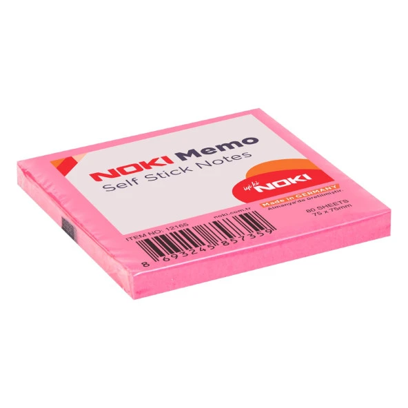 Noki Memo 75x75 mm Yapışkanlı Not Kağıdı 80 Yaprak Koyu Pembe 12165