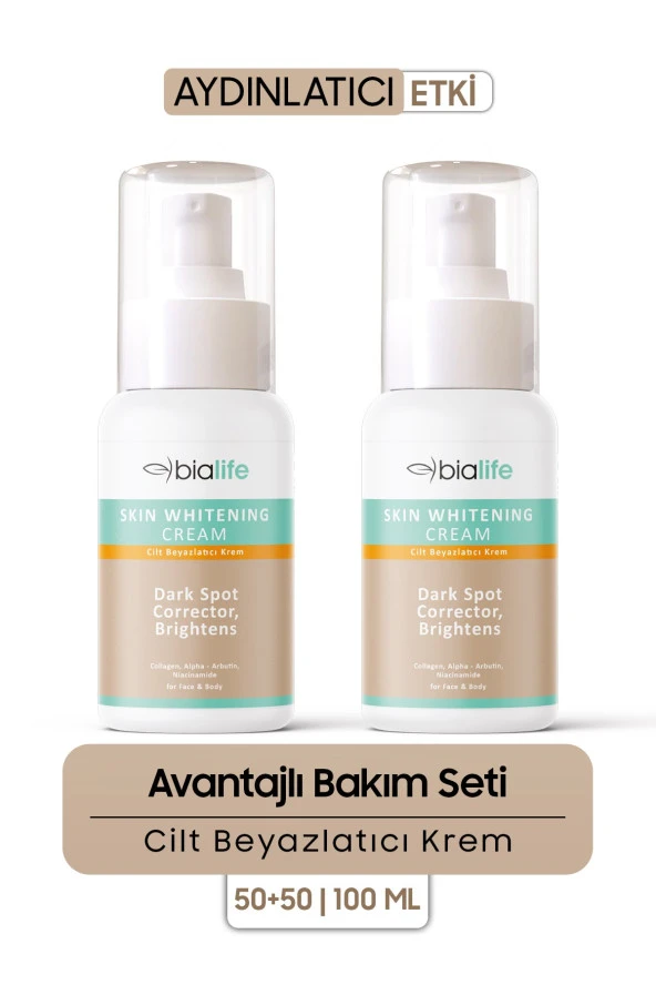 Cilt Beyazlatıcı Krem – Alpha Arbutin İhtivalı Ton Eşitleyici Krem 2'li SET - Bialife