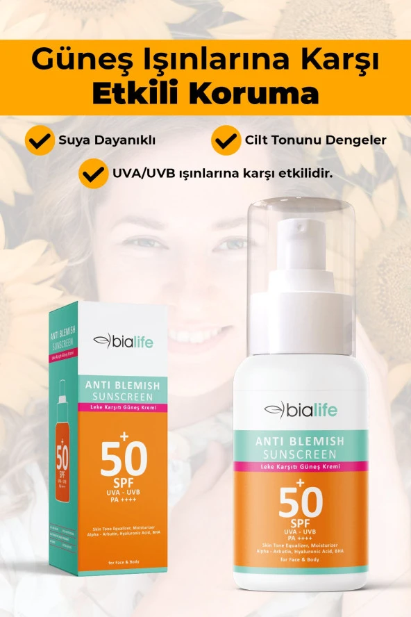 Suya Dayanıklı Leke Karşıtı Güneş Kremi SPF 50+ 2'li SET - Bialife - 7