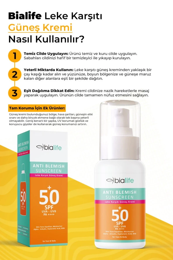 Leke Karşıtı Güneş Kremi & Cilt Beyazlatıcı Krem - Bialife - 4