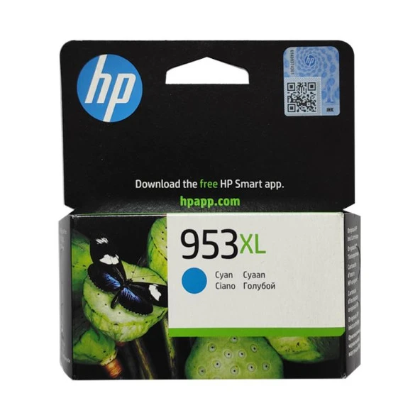 HP Mürekkep Kartuş Orj. No:953XL Cyan Mavi, F6U16AE