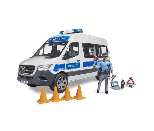 Bruder MB Sprinter Polis Minibüsü, Sürücüsü ve Aksesuarları BR02683 - Resim 3