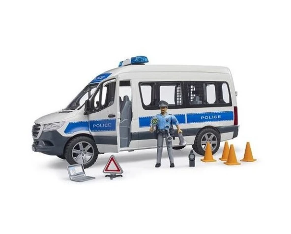 Bruder MB Sprinter Polis Minibüsü, Sürücüsü ve Aksesuarları BR02683 - Resim 4