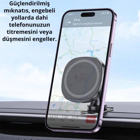 Coofbe 360° Döner Başlıklı Magsafe Uyumlu Torpido Üstü Araç Tutucu İphone 12 13 14 15 Pro Max Uyumlu - 3