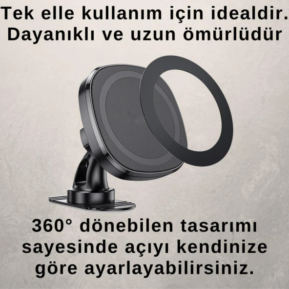 Coofbe 360° Döner Başlıklı Magsafe Uyumlu Torpido Üstü Araç Tutucu İphone 12 13 14 15 Pro Max Uyumlu - 4