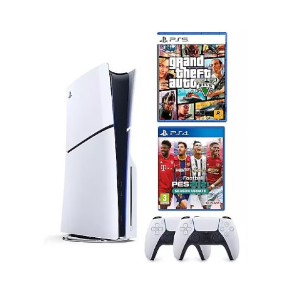 Sony Playstation 5 Slim Cd Edition + 2. DualSense Ps5 Kol + Pes 2021 + GTA 5 (ithalatçı Garantili)