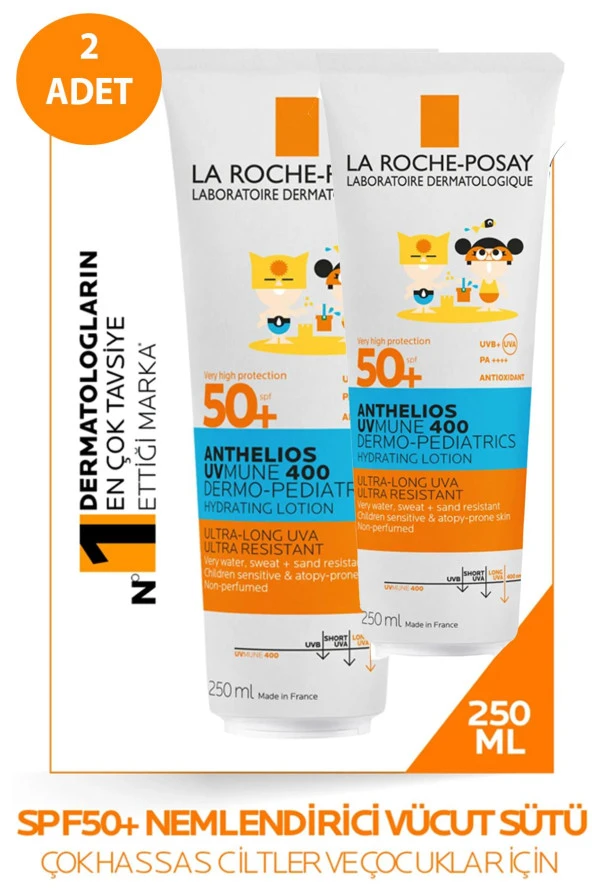 La Roche Posay Anthelios Dermo Pediatrics SPF50+ Peaux Sensibles Sans Parfum 250 ml X 2 Adet