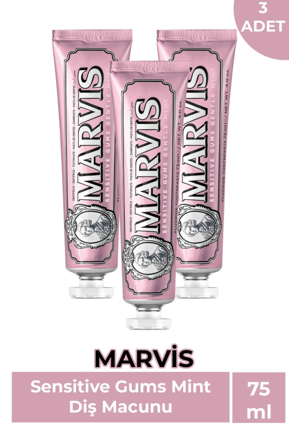 Marvis Sensitive Gums Mint Diş Macunu 75 ml 3 Adet