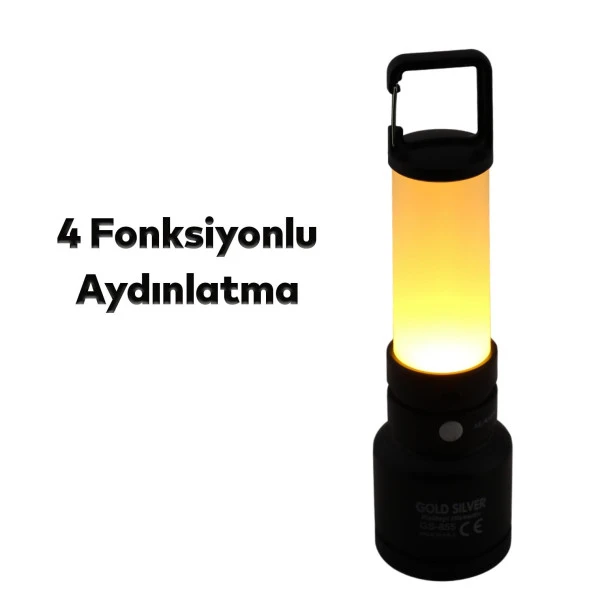 El Feneri Kablo Şarjlı Led Işıldak Abajur Kamp Lambası Gece Aydınlatma 5 W Beyaz Işık Lityum Pil - 4