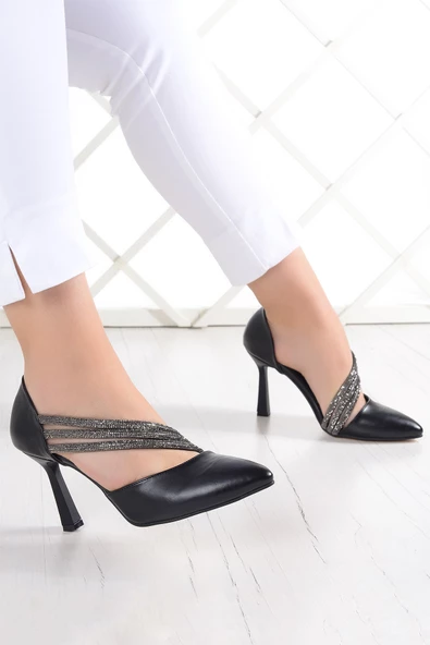 Erkan Saçmacı Alessi Siyah Vegan Taşlı Abiye Ayakkabı - 2