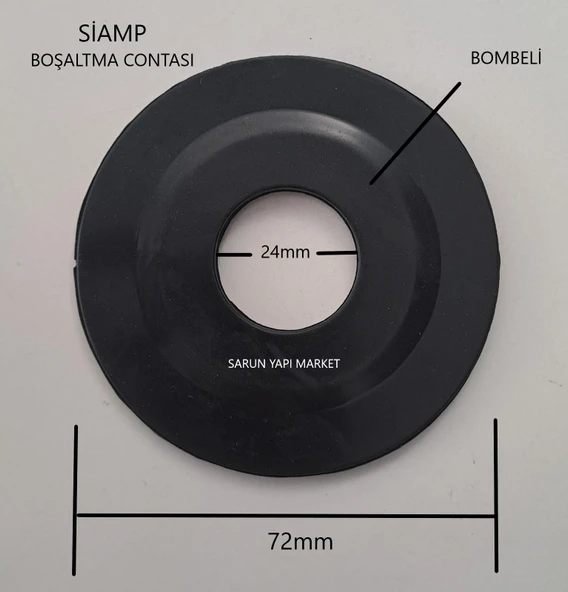 SİAMP GÖMME REZERVUAR CONTASI (DIŞ ÇAP 72mm / İÇ ÇAP 24mm ) BOMBELİ - 2