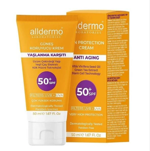 ALLDERMO SPF50+ YAŞLANMA KAŞITI GÜNEŞ KREMİ 50 ML