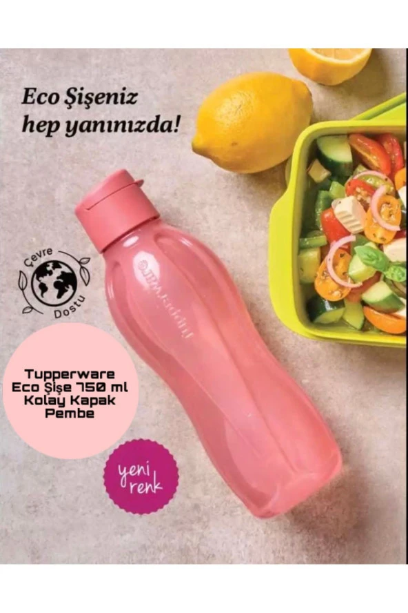 Tupperware Eco Suluk Matara Su Şişesi Kolay Kapak 750 ml Pembe