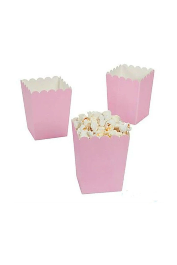 Popcorn (mısır Kutusu) Düz Pembe 10 'lu