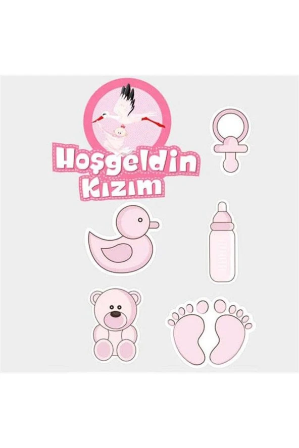 Hoşgeldin Kızım Baby Shower Sticker Etiket Seti 6 Adet