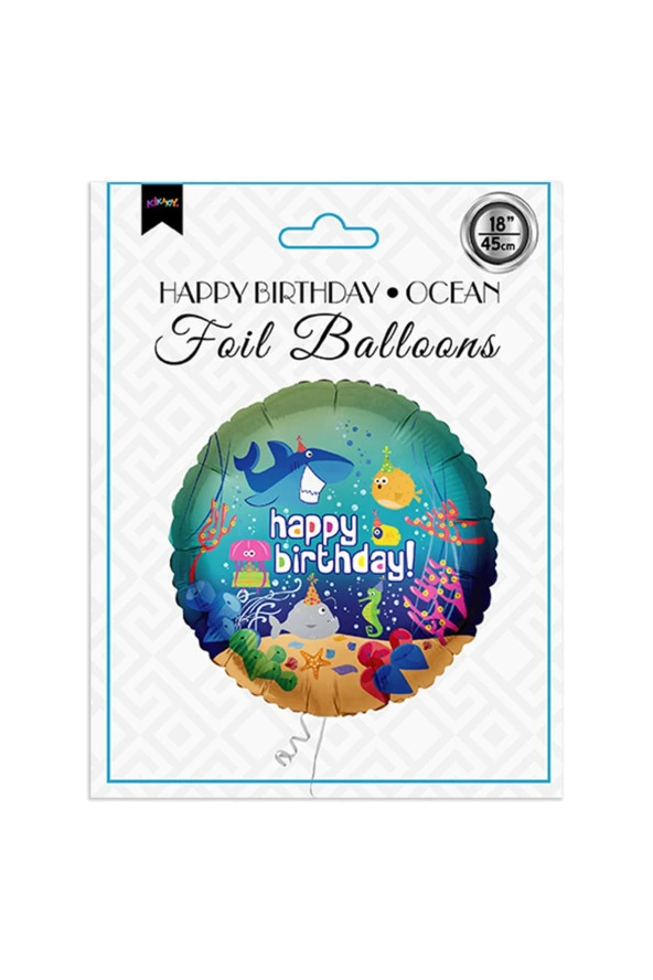 18" Folyo Balon - Happy Birthday -Ocean