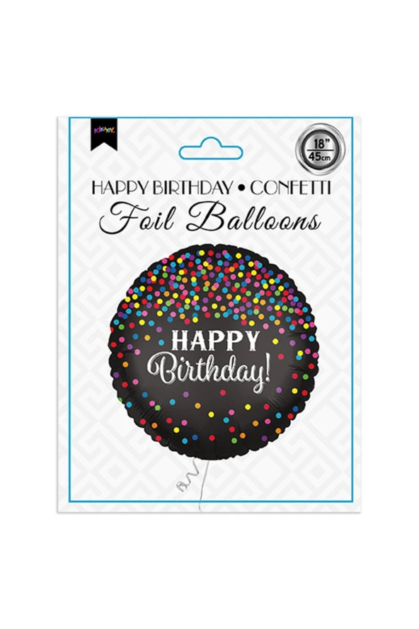 18" Folyo Balon -Happy Birthday -Confetti