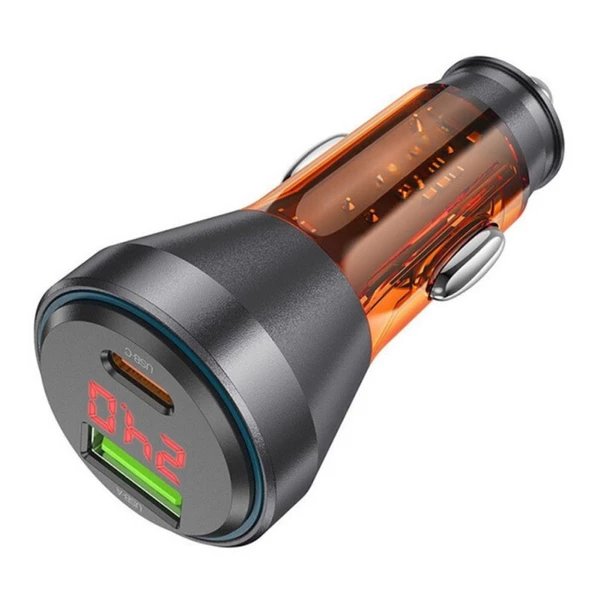 Coofbe Super Şarj Dijital Göstergeli USB+Type-C Giriş PD48W Araç Çakmaklık Şarjı Araç Hızlı Şarj Aleti - 6