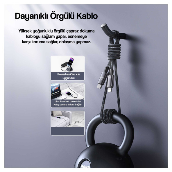 Usams US-SJ662 1.2m PD 30W Type-C to Lightning iPhone Hızlı Şarj ve Data Kablosu - 7