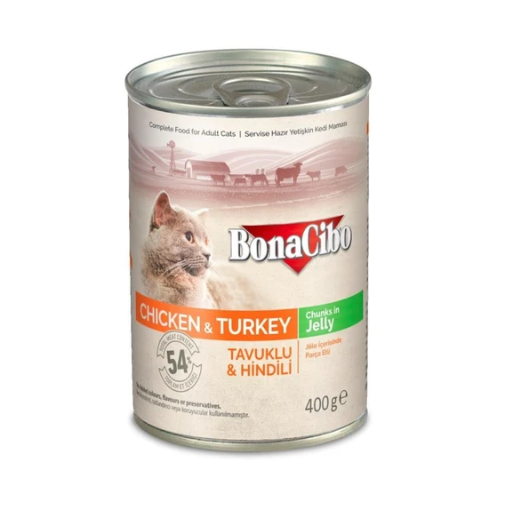 Bonacibo Jöleli Tavuk ve Hindili Yaş Kedi Maması 400 GR ürün görseli 1