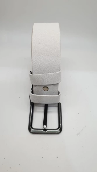 Lüks Deri Beyaz Renk Spor Kot Kemeri - 8