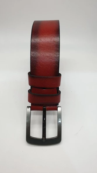 Kaliteli Lüks Deri Kırmızı Renk Spor Kot Kemeri - 4