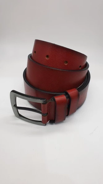 Kaliteli Lüks Deri Kırmızı Renk Spor Kot Kemeri - 3