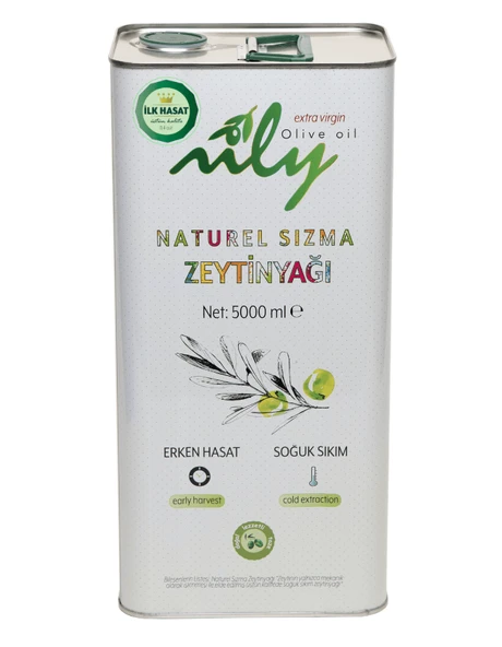 Nily İlk Hasat Soğuk Sıkım Naturel Sızma Zeytinyağı (5L)