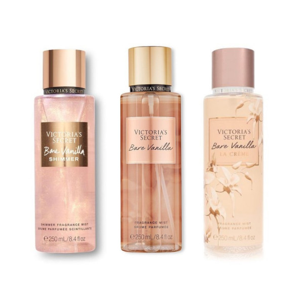 VICTORIA'S SECRET Bare Vanilla Işıltılı-Bare Vanilla-Bare Vanilla La Creme V. Spreyi Üçlü Set - 1