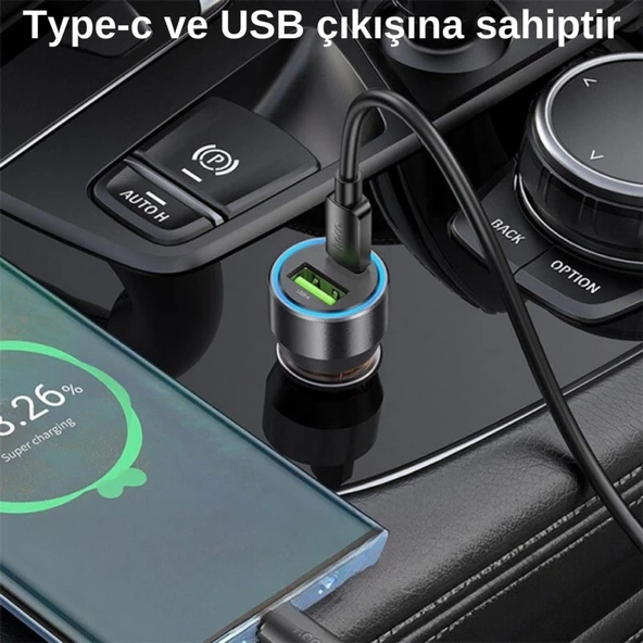 Coofbe Super USB+Type-C Giriş PD43W Araç Çakmaklık Şarjı İphone Şarj Kablosu İphone 14 13 12 11 Şarj - 5