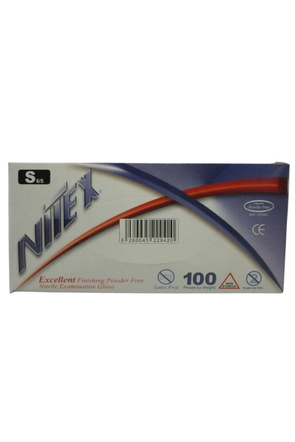 Nıteks Pudrasız Nitril Eldiven-mavi 100 Adet- S Size - Mavi