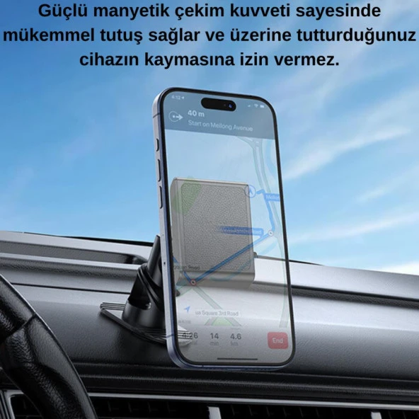 Coofbe 360° Döner Başlıklı Magsafe Uyumlu Torpido Üstü Araç Tutucu İphone 12 13 14 15 Pro Max Uyumlu - 3