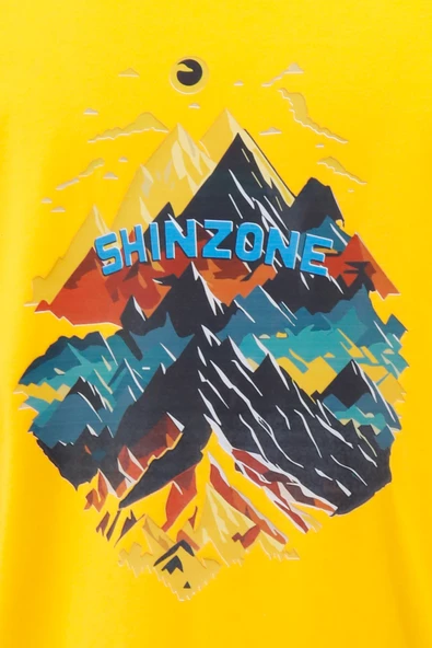 Erkek Bisiklet Yaka Mevsimlik Göğüs Baskılı Mavi Sarı 2'li Set T-Shirt - Resim 4