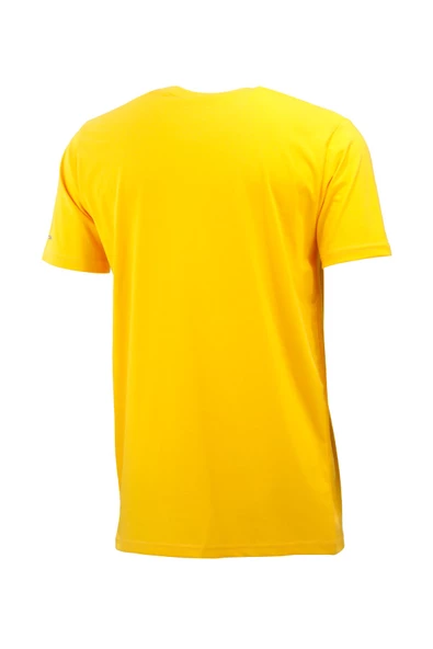 Erkek Bisiklet Yaka Mevsimlik Göğüs Baskılı Mavi Sarı 2'li Set T-Shirt - Resim 3