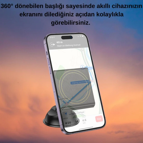 Coofbe 360° Döner Başlıklı Magsafe Uyumlu Torpido Üstü Araç Tutucu İphone 12 13 14 15 Pro Max Uyumlu - 4