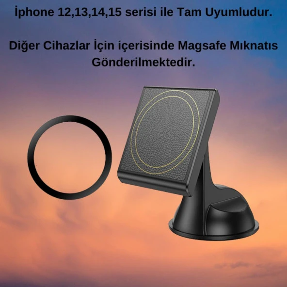 Coofbe 360° Döner Başlıklı Magsafe Uyumlu Torpido Üstü Araç Tutucu İphone 12 13 14 15 Pro Max Uyumlu - 5