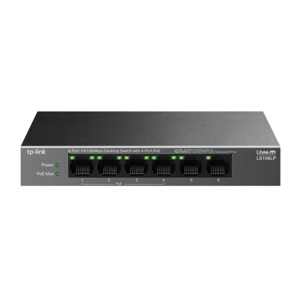 Tp-Link Ls106lp 6 Port 10-100 Mbps 4 Port Poe+ 10-100 Mbps Switch Metal Kasa
