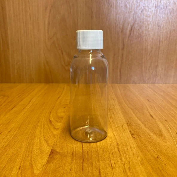 100 cc Plastik Sert Şişe  - Beyaz  Kapaklı- 100ml Şeffaf Plastik Şişe - x 10 Adet ürün görseli