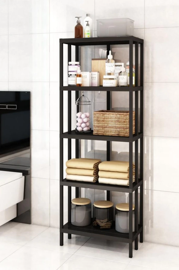 Scaffale 5 Banyo Rafı, Plastik Kitaplık, 5 Raflı Organizer, Banyo Rafı, Bahçe Balkon Organizeri